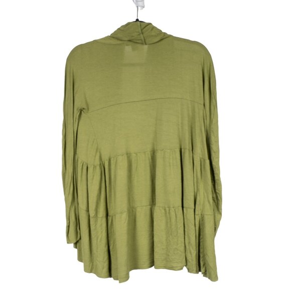 Cha Cha Vente Cardigan Sweater M Womens Green Waterfall Rayon Stretch Open - Picture 6 of 6
